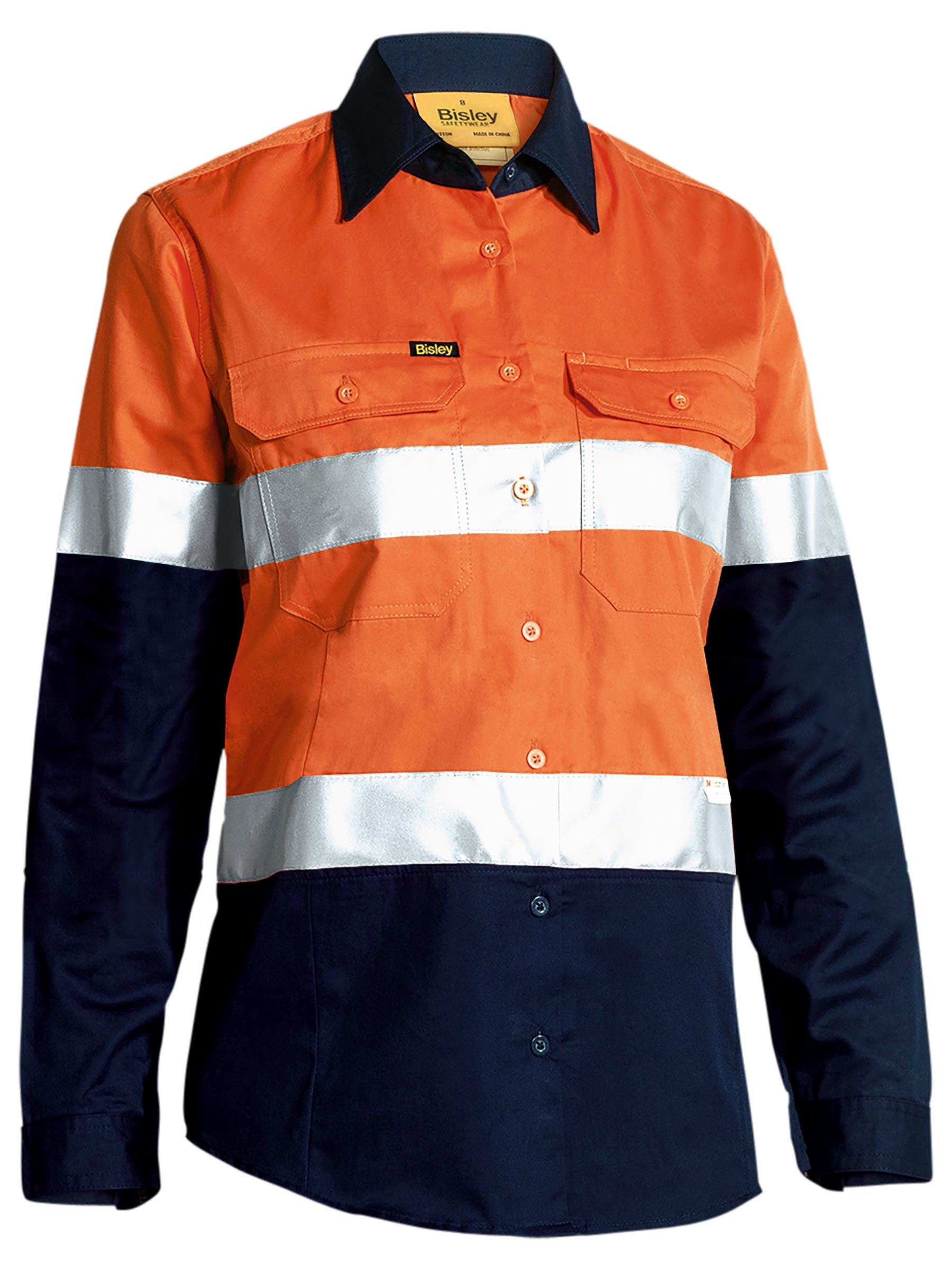 Taped Cool Long Sleeve HI Vis Shirt - BL6696T - Bisley Safetywear ...