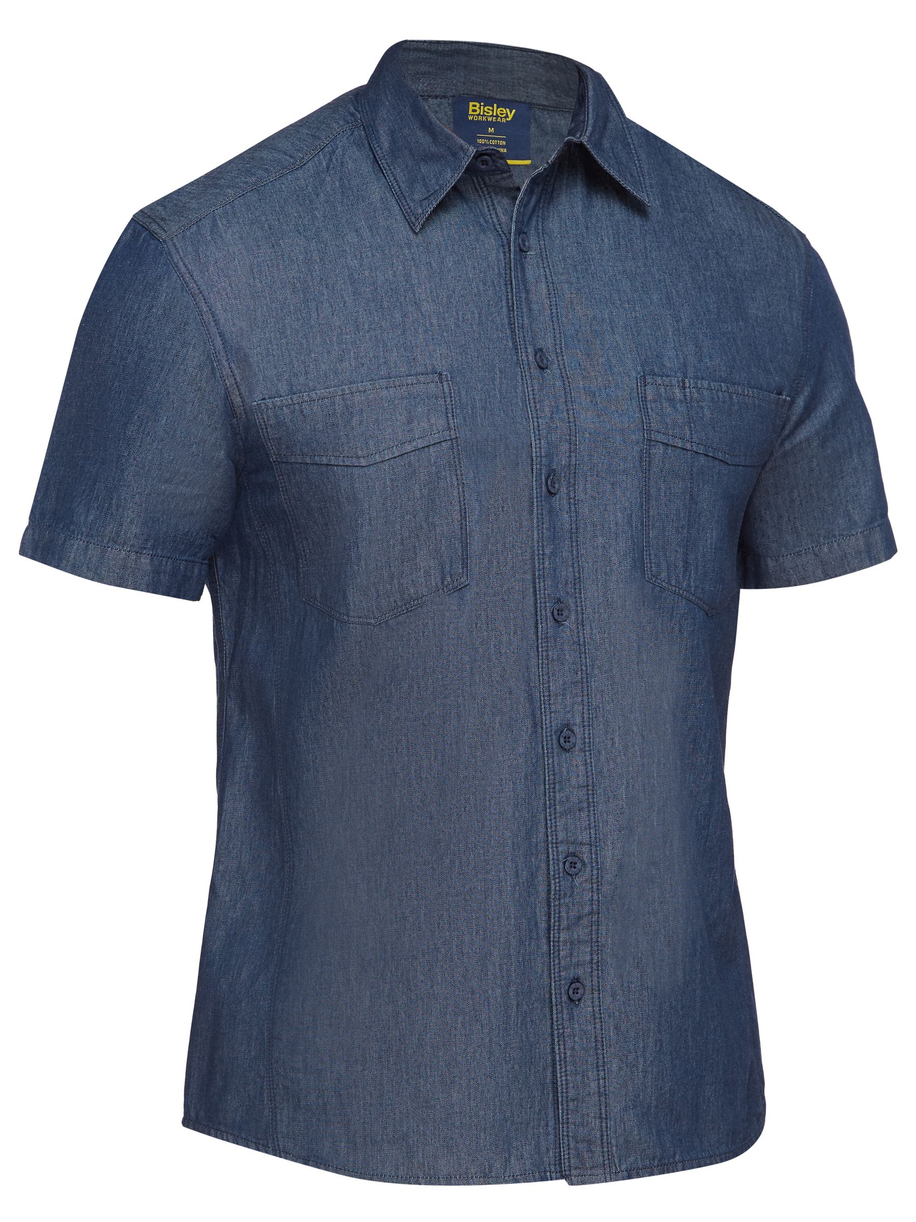 Mens short sleeve denim work shirt - BS1602 - Bisley Workwear
